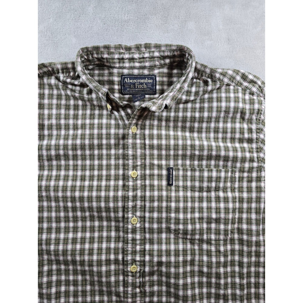 Vintage Abercrombie Fitch Shirt Mens L Plaid Long Sleeve Button Down Pocket Y2K